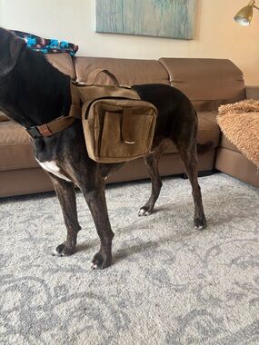 Versatile Brown Dog Saddle Bag Harness with Dual Pockets